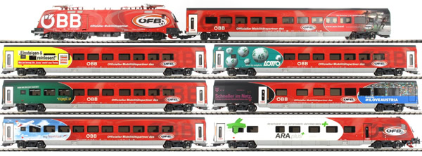 Jagerndorfer JC70900 - 8pc Austrian Electric Locomotive Railjet 1116.225 Set of the OBB