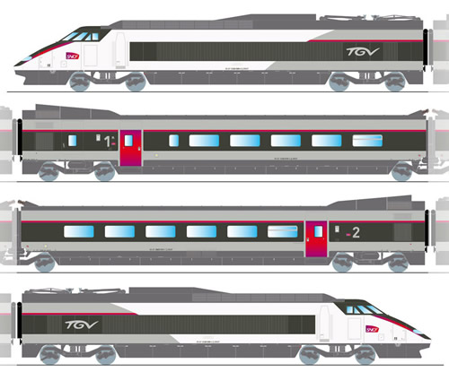 Jouef 2231 - French Electric Locomotive TGV Set Sud Est “new livery” of the SNCF