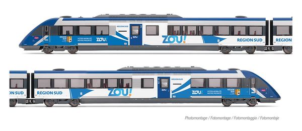 Jouef HJ2482S - French 2pc Diesel Railcar BR X 72500 PACA ZOU of the SNCF (DCC Sound decoder)