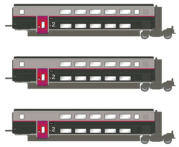 Jouef HJ3017 - TGV Duplex Carmillon 3-unit pack intermediate coaches