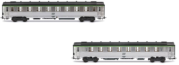 Jouef HJ4177 - French 2 Unit Pack Short DEV Inox coaches of the SNCF