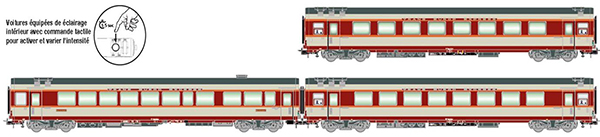 Jouef HJ4191 - French 3 Unit Pack Gran Confort Coaches Le Cleber of the SNCF