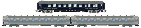 Jouef HJ4213 - 3pc Sud Express, set 1/2, CIWL restaurant coach + 2 x DEV Inox short
