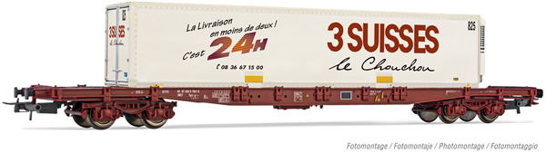 Jouef HJ6213 - 4-axle container wagon Sgss with swap body 3 Suisses