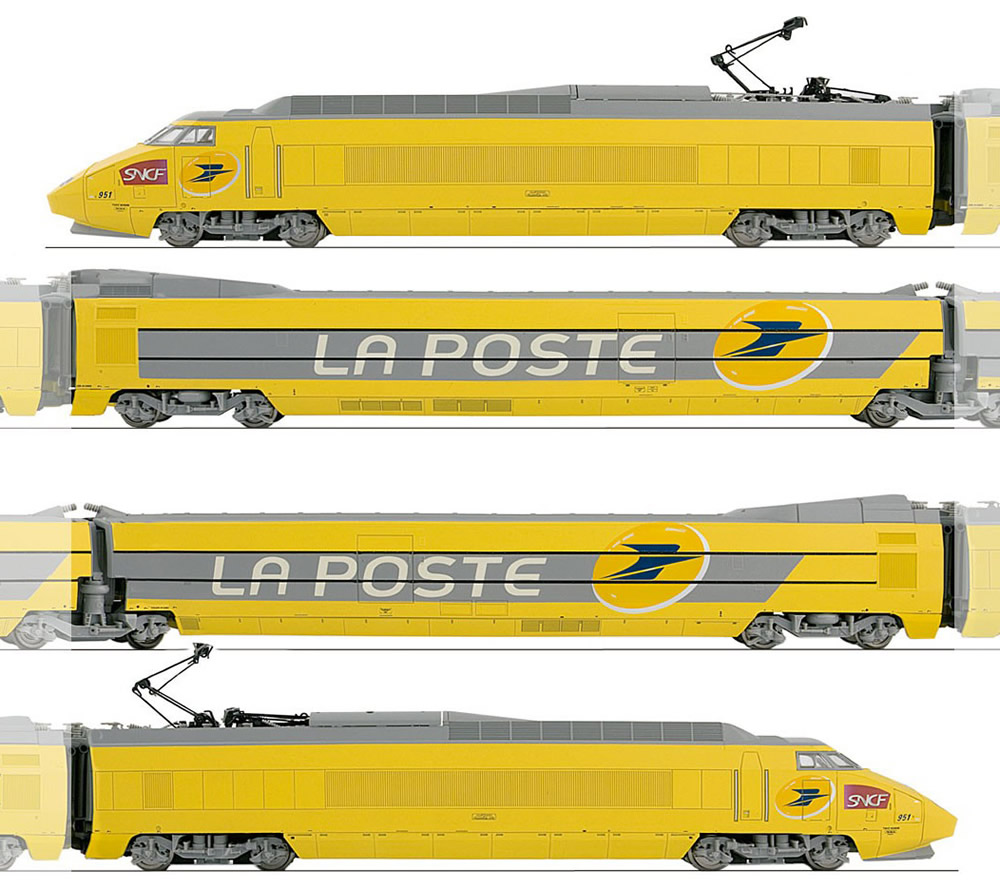 【正規品好評】HO（1/87）Jouef製　SNCF TGV La Poste最終カラー（DCC/Sound付き）10両フル編成 外国車輌