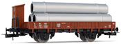 Flat car with pipes load