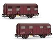 2pc covered 2-axle wagons type Kv (Permaplex walls) with open shutters