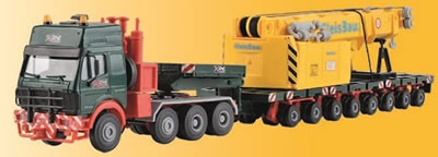 Kibri 13600 - H0 MAN SK with SCHEUERLE platform car andrail crane superstructure