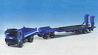 Kibri 18458 - H0 THW MB tipper with flat bed trailer