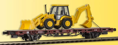 Kibri 26260 - H0 Low side car with excavator loader JCB4CX 4x4x4, finished model **discontinued**