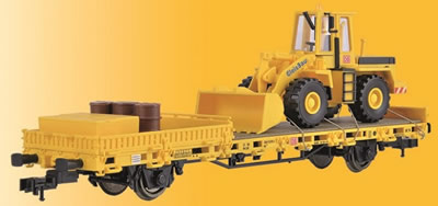 Kibri 26274 - H0 Low side car with wheel loader GleisBauand cargo, finished model