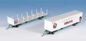 H0 Circus tent pole and box body trailer, 2 pieces