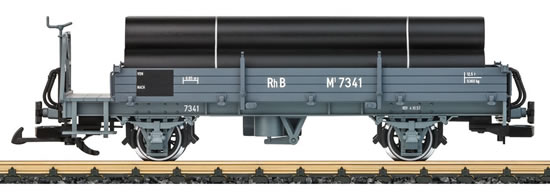 LGB 40092 - RhB Low Side Car with a Brakemans Platform and a Freight Load of Pipe