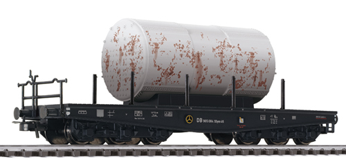 Liliput 221229 - Flat Car with 3-axle Bogies with Load - Weathered DB Ep.III