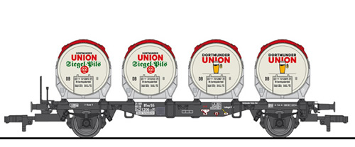 Liliput 235121 - Flat Wagon BT55ms with Four Beer Tanks Ddikr 624 DB Ep.IV