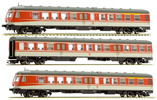 German 3pc RailCar Set DMU BR 614 of the DB - Orange & Grey 