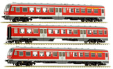 German 3pc RailCar Set DMU BR 614 of the DB AG - Red