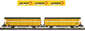 2pc SBB Post Wagon Set yellow- no letterings