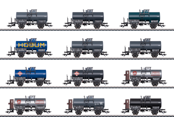 Marklin 00719 - 12pc Two-Axle Tank Car Display Set with Two Wheelsets