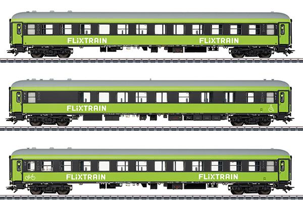Marklin 42957 - 3pc “FlixTrain” Express Train Car Set 1 - MHI Exclusive