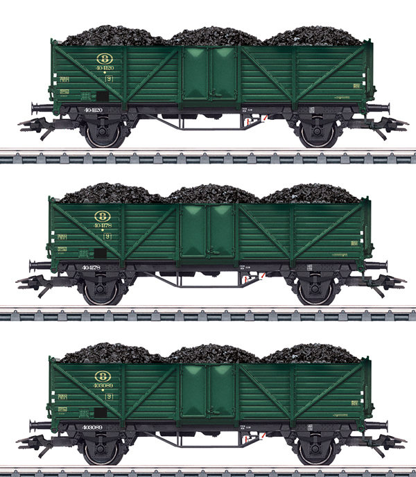 Marklin 46029 - 3pc SNCB High Side Gondola Set w. Coal Loads