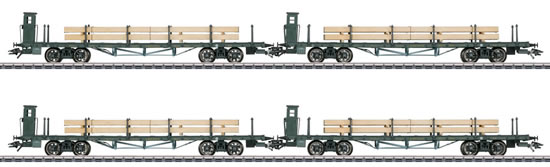 Marklin 46287 - German DRG Flat Car Set with Lumber Loads