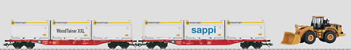 Marklin 47074 - Flat Car Set for Containers with Type XXL WoodTainer Containers.