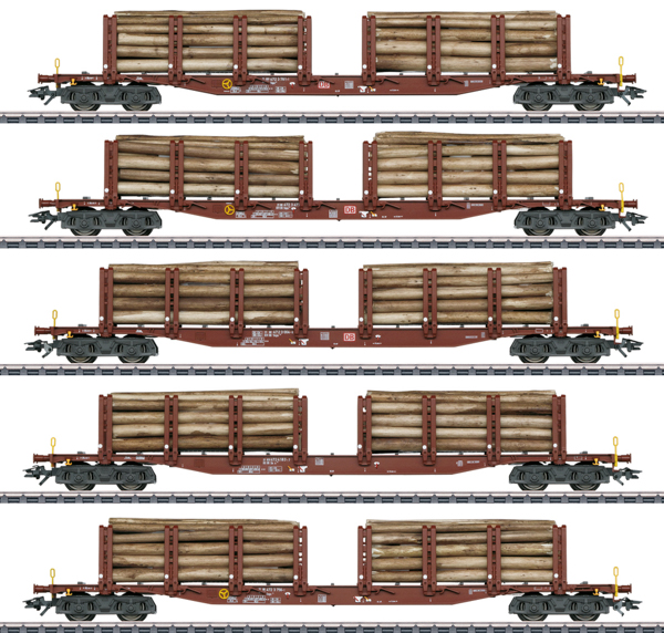 Marklin 47154 - German Stake Car Set w. Wood Load of the DB AG