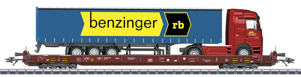 Marklin 47424 - Depressed Floor End Flat Car Type Saadkms 690 with truck load Rolling Highway