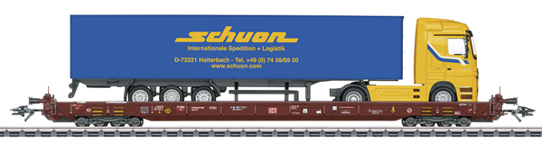 Marklin 47426 - Depressed Floor End Flat Car Type Saadkms 690 with truck load Rolling Highway