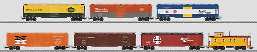 Marklin 47760 - American Tin-Plate 6-Box Cars + Caboose Set