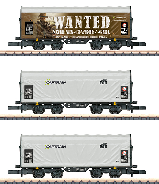 Marklin 86360 - Wagon set sliding tarpaulin wagon Captrain