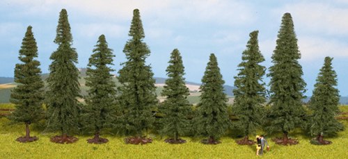 Noch 25086 - Fir Trees, 9 pcs., approx. 8 -12 cm high