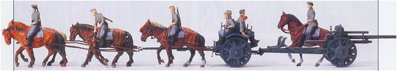 Preiser 16513 - 105mm Field gun w/cassion (8 fig, 7 horses)