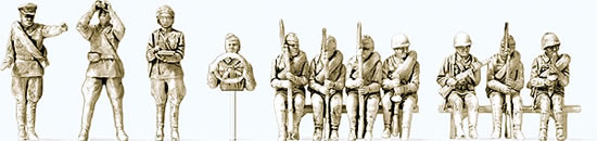 Preiser 16621 - Infantry riflemen mounted USSR 1943-45 Unpainted (11 figures)