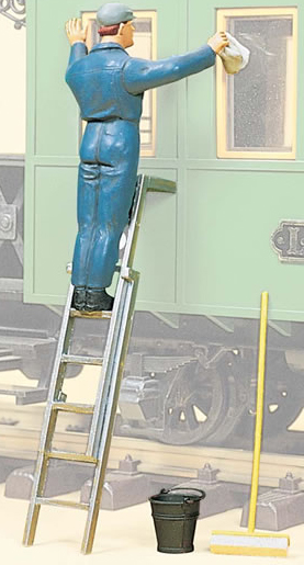 Preiser 45505 - Worker Cleaning Carriage