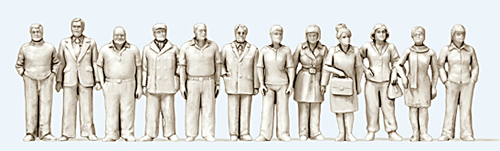 Preiser 68291 - Standing 6 Women and 6 Men - Kit Unpainted 