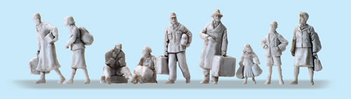 Preiser 72537 - Refugees. 9 unpainted figures