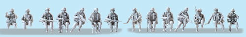 Preiser 72544 - Modern US-Army. Drivers, seated soldiers 14 unpainted figures