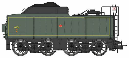 Ree Modeles MB 049 Tender Type NORD 38 A 67 SNCF, Vert SNCF 306 Filets Jaunes Pour Decor 4412345011362