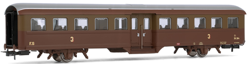 Rivarossi 4147 - Coach  type Corbellini 3rd class with 2 axles, “Castano Isabella ” livery FS