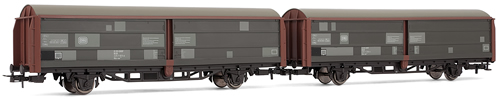 Rivarossi 6081 - Set x 2 covered wagons with slidding doors type Hbis299 weathered DB