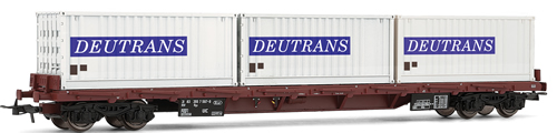 Rivarossi 6163 -  Flat wagon type Rgs, loaded with 3x20 Deutrans containers DR