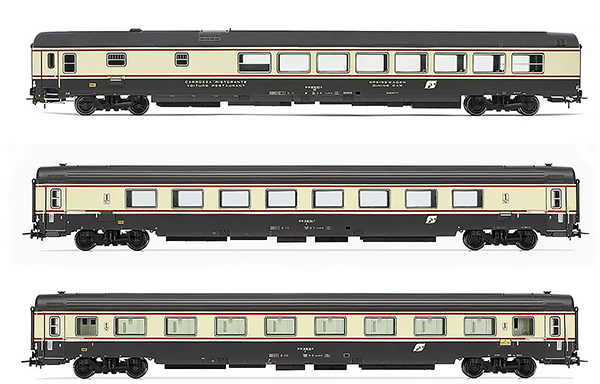 Rivarossi HR4358 - Italian Passenger Car Set 3pcs Petruzelli of the FS