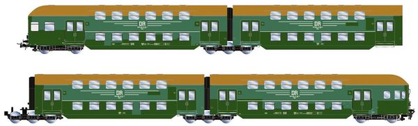 Rivarossi HR4424 - 4-unit Double Decker Coach Set with control cabin, livery with patches