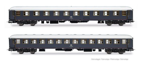 Rivarossi HR4429 - 2-unit 1st/2nd class Coach Set Rapido 904-905, UIC-X 68, MD50 bogies, grey w. red stripe