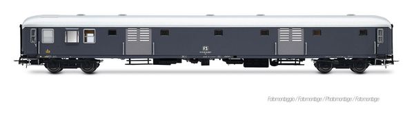 Rivarossi HR4430 - UIC-X luggage van Type 1968, 24au, original grey livery, transparent look-out sides