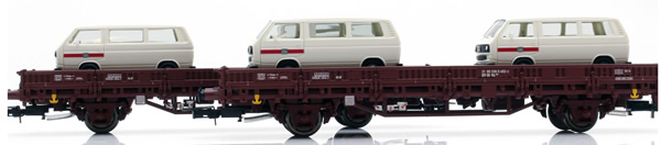 Rivarossi HR6458 - 2pc 2-axle flat wagon Kls Deutsche Bundesbahn Set