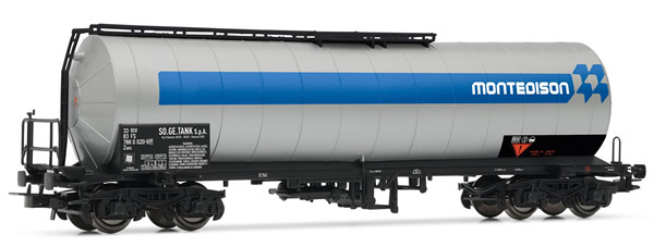 Rivarossi HR6516 - 4-axle tank wagon Zaes, silver/blue Montedison