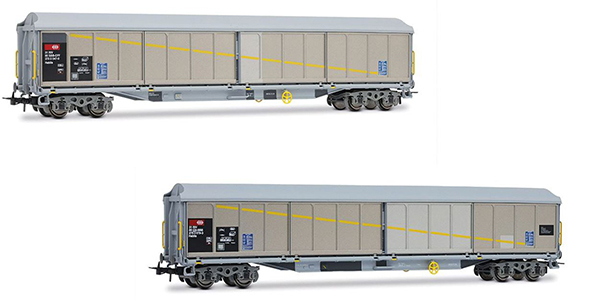 Rivarossi HR6650 - 2-unit 4-axle Sliding-wall Wagon Set Habils, with patches